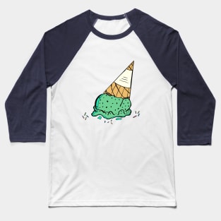 Mint Chocolate Chip Ice Cream Cone Baseball T-Shirt